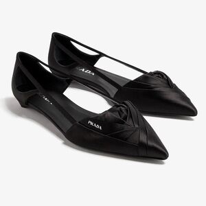 Like New PRADA Rose Satin Cut Out Ballerina Flats